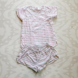 Lake Pajamas Pima Shorts Set in Hot Pink Stripe
